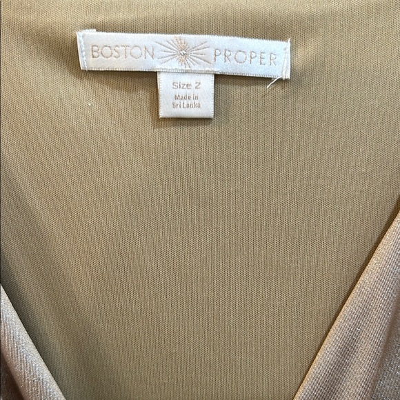 Boston Proper Elegant Gold Sleeveless Knot Dress - Picture 3 of 7